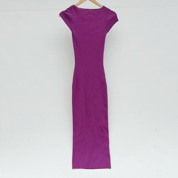 One Grey Day Revolve OGD Samantha Midi Dress Bodycon Magenta XS Ribbed Cocktail - Picture 4 of 11